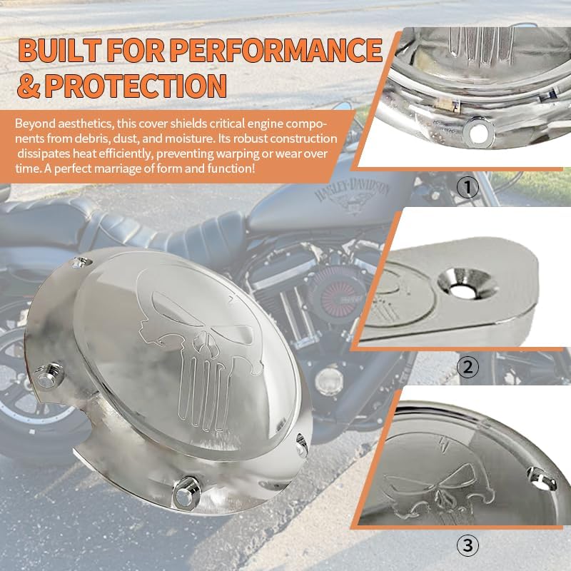 Yarmile Motorcycle Derby Cover Aluminum Derby Cover Engine Timing Timer Cover Compatible with for Harley Davidson Sportster Iron XL883 1200 Forty Eight Seventy Two 48 72 Nightster Roadster 2004-2019 (Silver) - Image 3